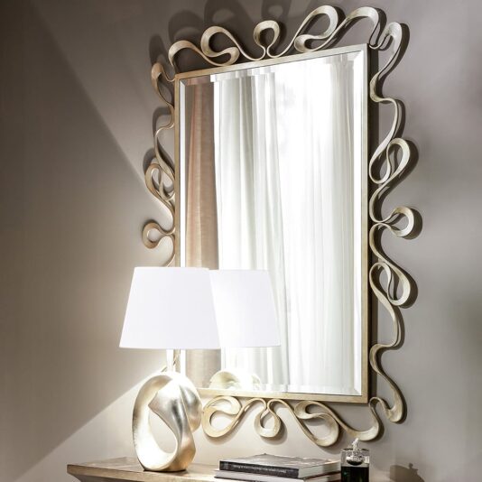 Modern Italian Designer Champagne Leaf Mirror