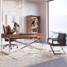 Modern Italian Designer Veneer Executive Desk