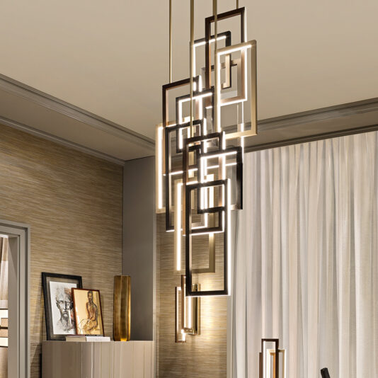 Modern Italian Vertical Geometric Designer Chandelier