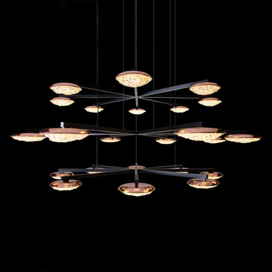 Contemporary Copper Crystal Chandelier