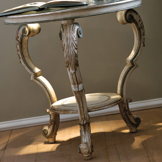 Opulent Carved Reproduction Rococo Round Bedside Table Opulent Carved Reproduction Rococo Bedside Table