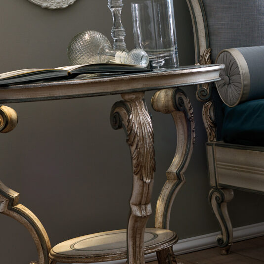 Opulent Carved Reproduction Rococo Round Bedside Table Opulent Carved Reproduction Rococo Bedside Table