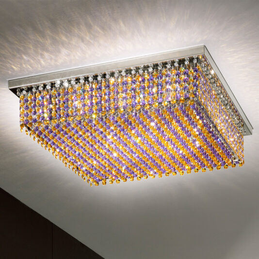 Opulent Square Multicolour Crystal Ceiling Light