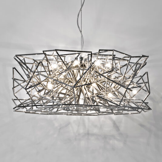 Round Geometric Silver Pendant Light