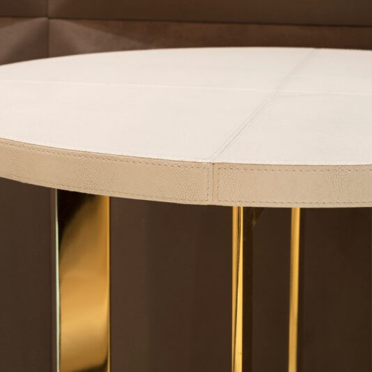 Modern Round 24 Carat Gold Plated Side Table Modern 24 Carat Gold Italian Leather Side Table