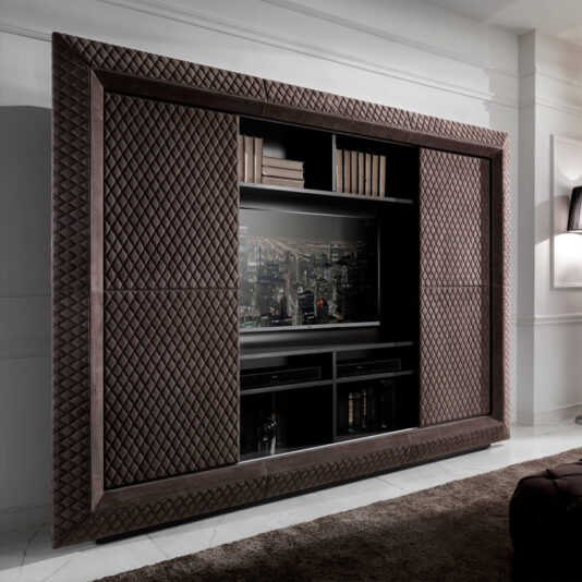 Contemporary Quilted Nubuck Italian TV Cabinet