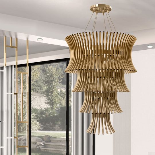 Tiered Modern Designer Gold Plated Chandelier