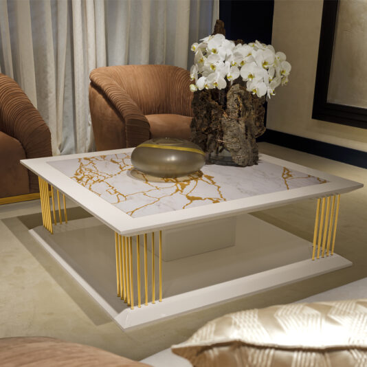 Modern Marble Gold Square Coffee Table