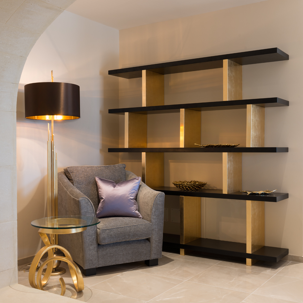 Bespoke Luxury Gold Leaf Display Shelves