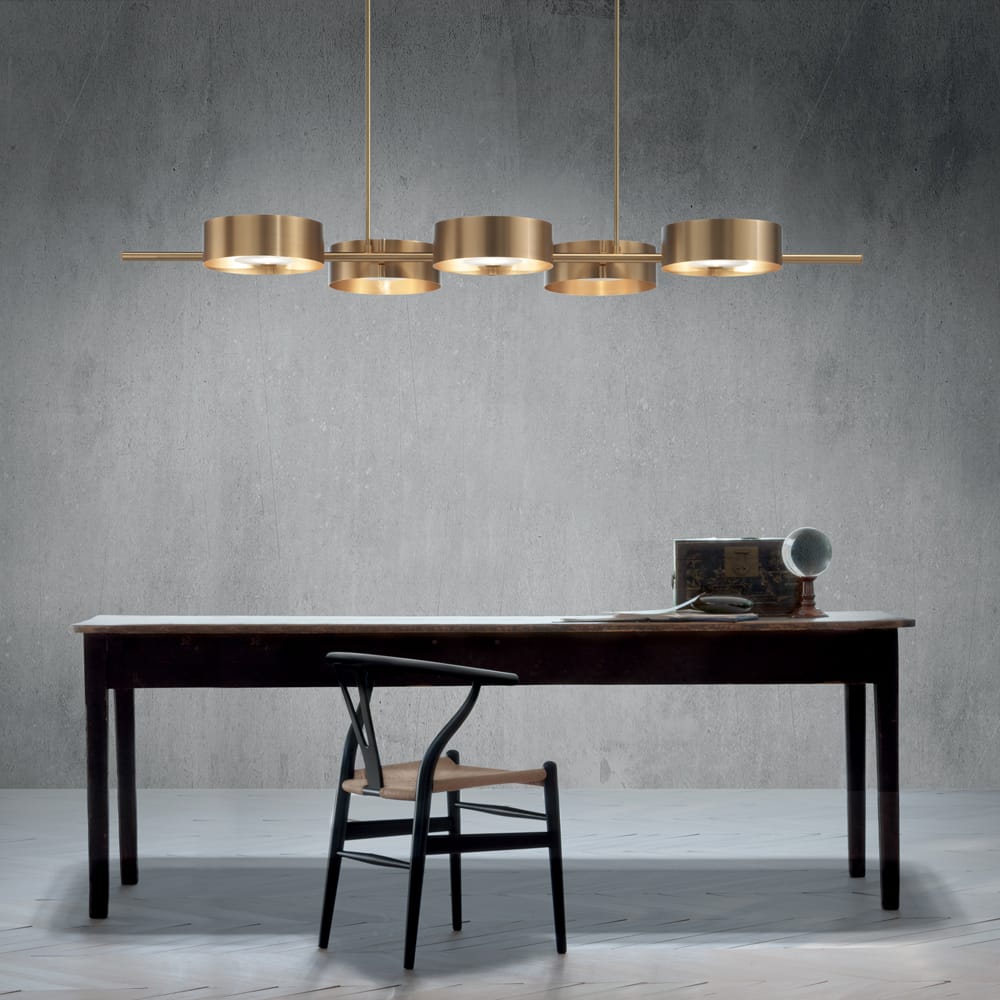 Contemporary Italian Gold-Plated Suspension Light