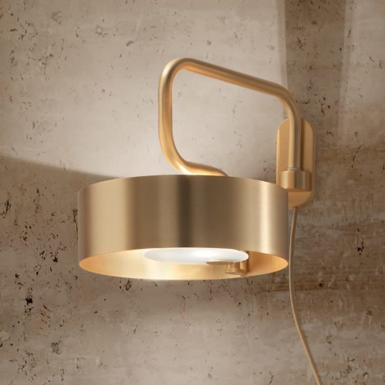 Contemporary Italian Brushed Gold Plated Wall Lamp