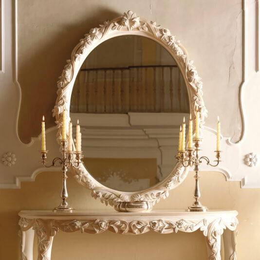 Exclusive Italian Ivory Oval Wall Mirror