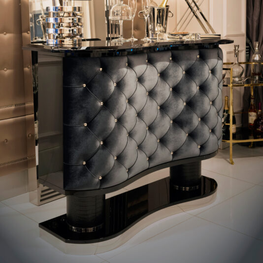 High End Luxury Velvet Upholstered Cocktail Bar