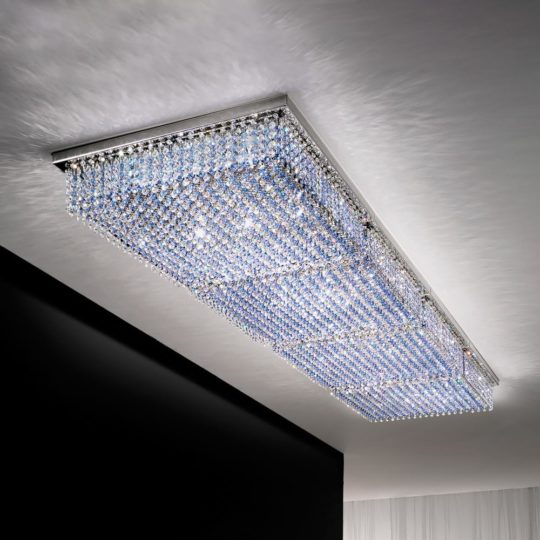 Large Rectangular Modern Crystal Ceiling Chandelier