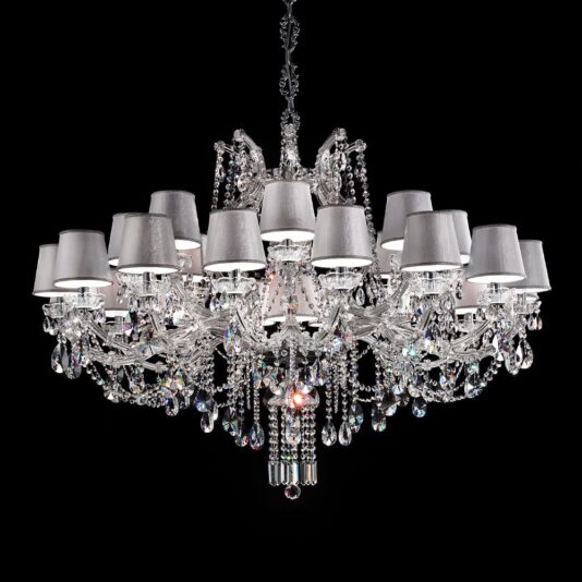 Large Crystal Silver Chandelier