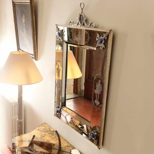 Luxurious Venetian Italian Mirror With Blue Lapis Lazuli