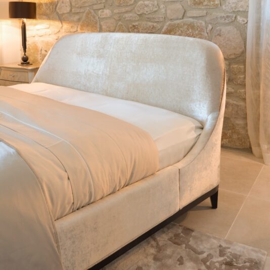 Luxury Designer Ivory Velvet Bed