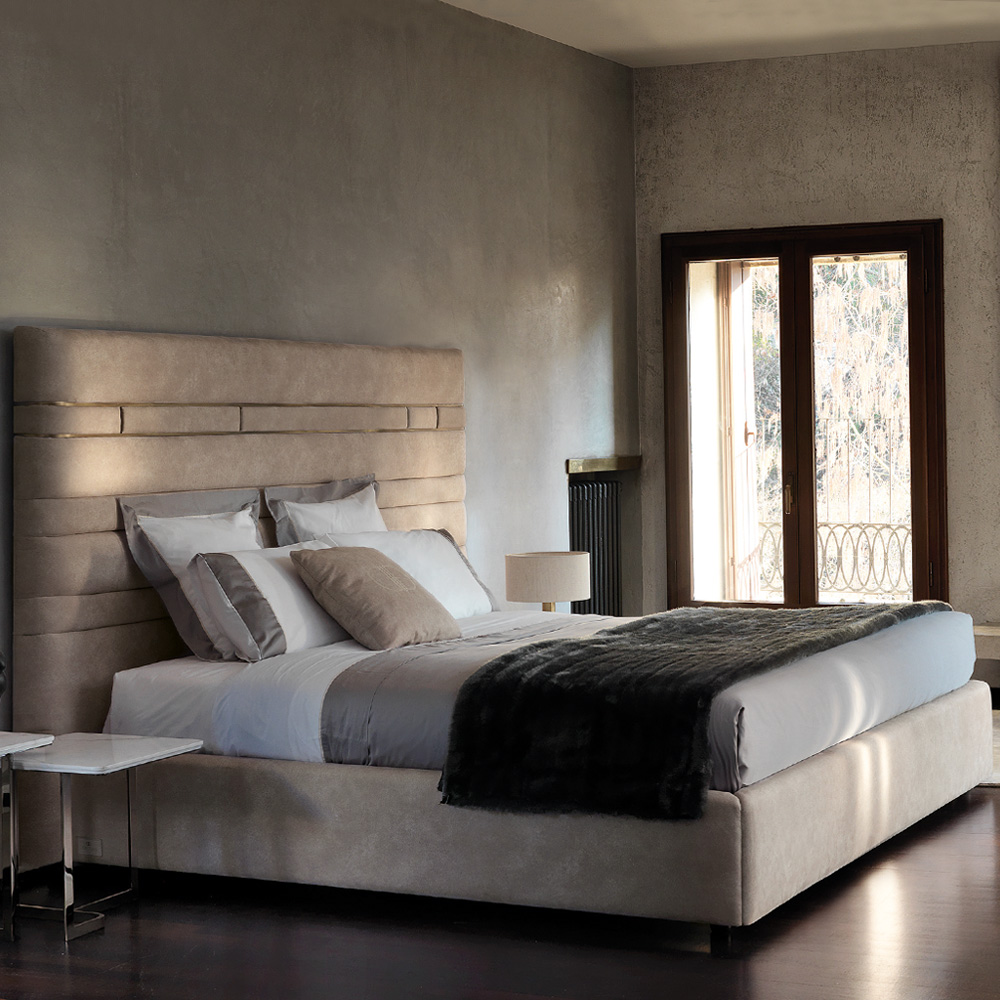 Luxury Designer Italian Bed With Wide Headboard