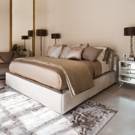 Luxury Italian Ivory Velvet Upholstered Bed