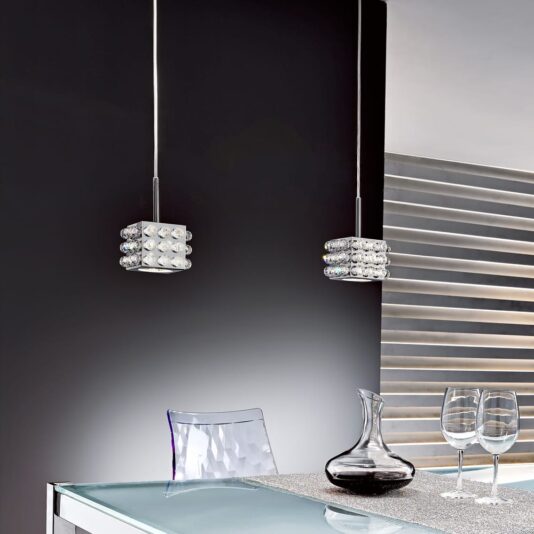 Modern Crystal Cube Pendant Light