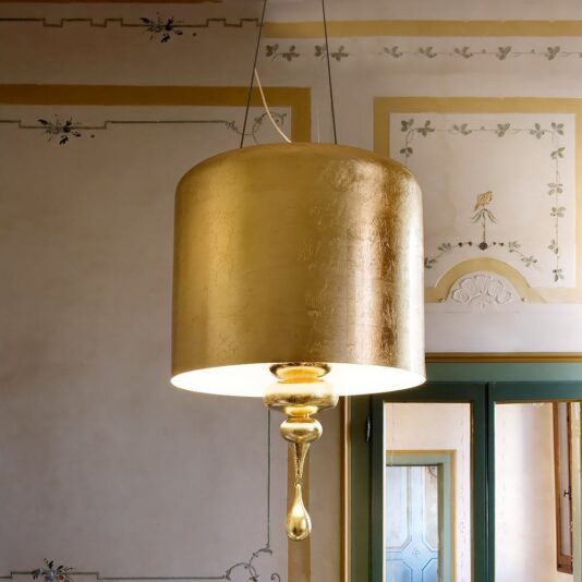 Modern Italian Designer Gold Leaf Ceiling Light