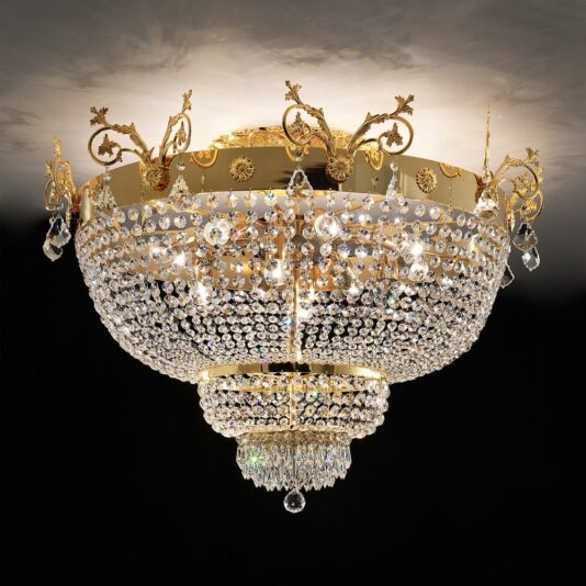 Ornate Gold and Crystal Empire Ceiling Light