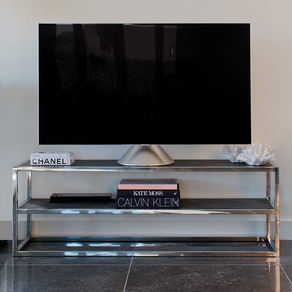 Black Oak Finish Modern TV Unit