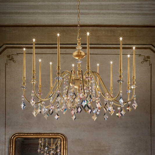 Slim Candle Gold Leaf Chandelier