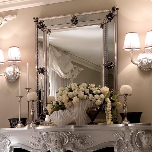 Statement Venetian Italian Mirror With Black Onyx