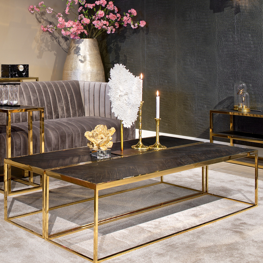 modern black and gold narrow coffee table