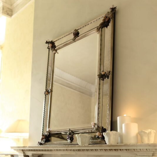 Venetian Italian Mirror With Semi-Precious Stones