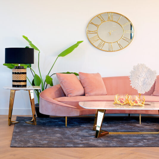 Contemporary Faux Marble And Gold Finish Side Table