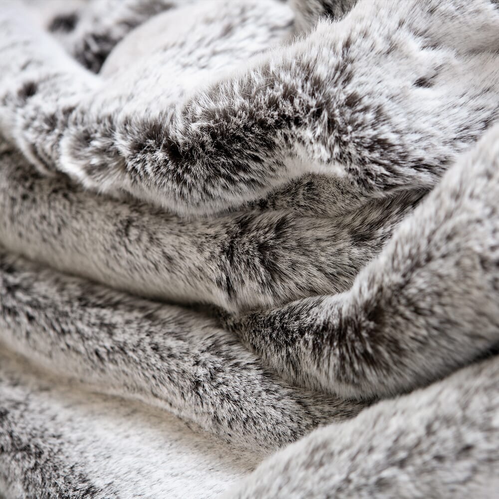 cosy edit, grey faux fur throw