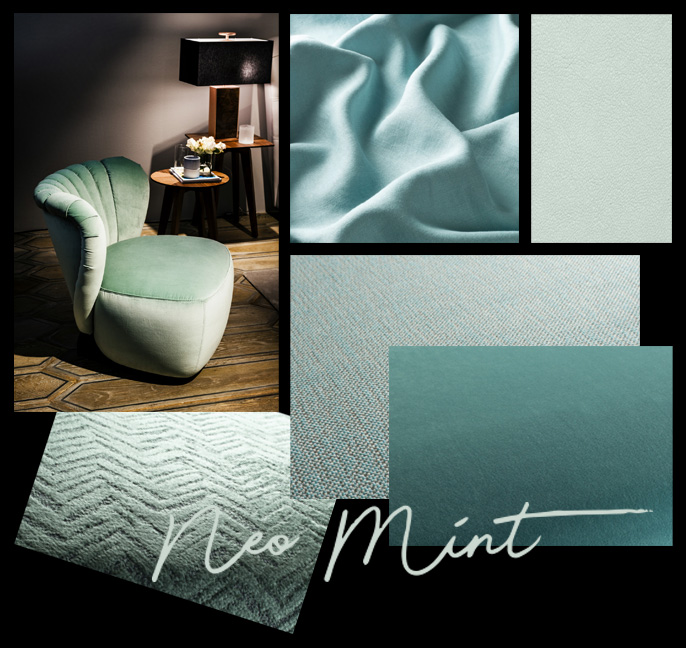 interior design trends 2020, neo mint moodboard