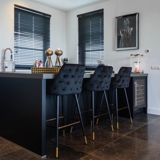 Black Velvet Modern Bar Stool