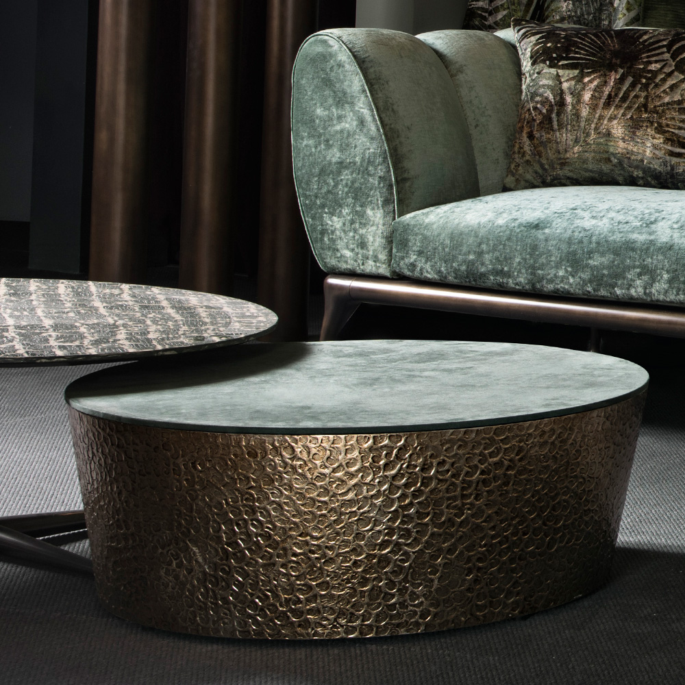 Modern Italian Hammered Metal Coffee Table