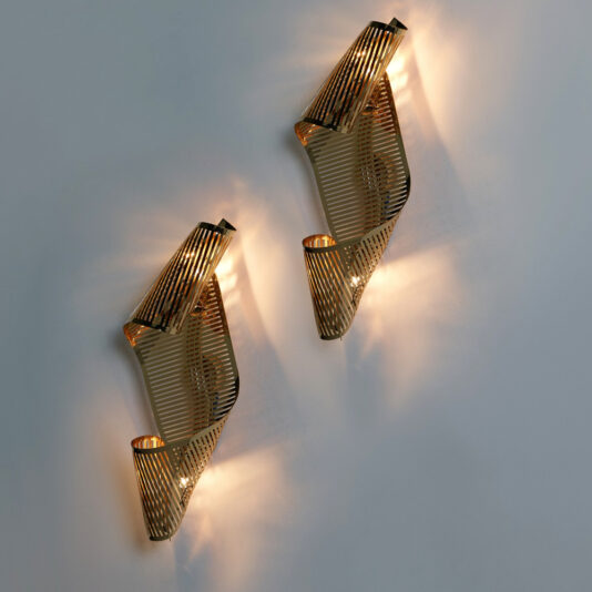 Contemporary Designer Twisted Gold Plated Wall Light