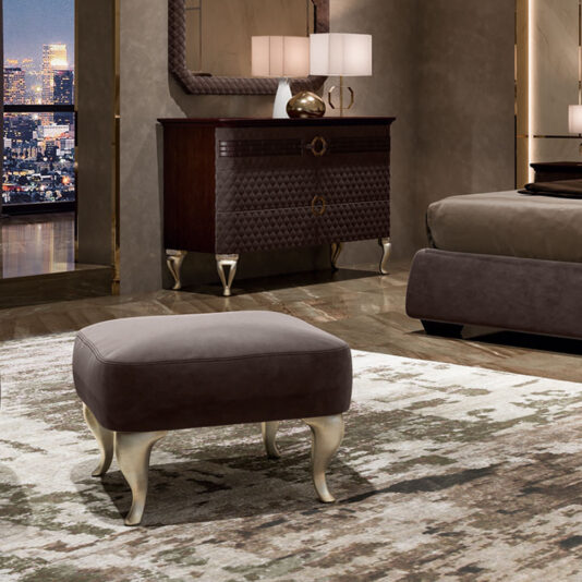 Italian Designer Upholstered Square Foot Stool