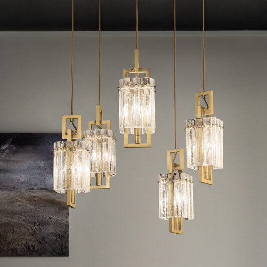 Modern Rock Crystal Inspired Suspension Light