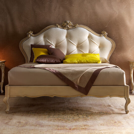 Rococo Style Designer Italian Button Upholstered Velvet Bed