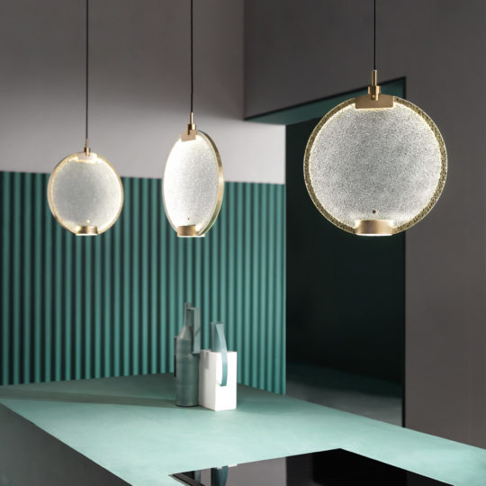 Modern Round Coloured Glass Diffuser Pendant Set