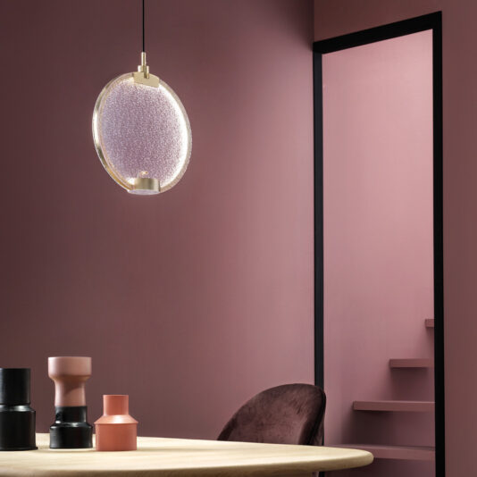 Modern Round Pink Glass Diffuser Pendant