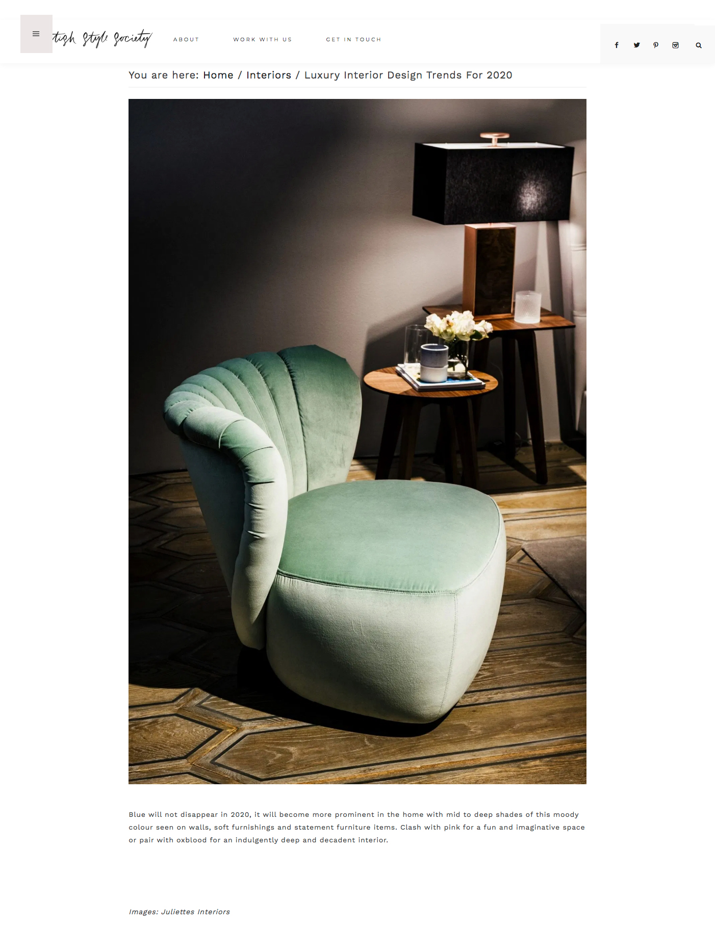 Third page of article on luxury interior design trends 2020