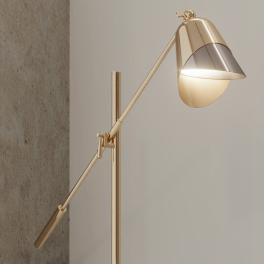 Contemporary Designer Emperador Marble Adjustable Floor Lamp