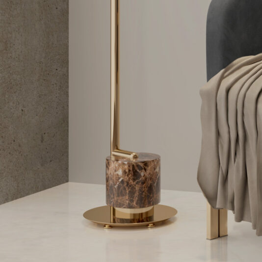 Contemporary Designer Emperador Marble Adjustable Floor Lamp