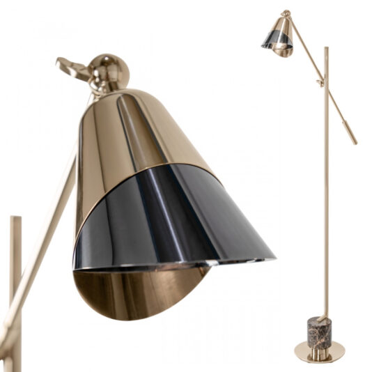 Contemporary Designer Emperador Marble Adjustable Floor Lamp