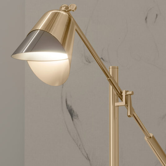Contemporary Designer Emperador Marble Adjustable Table Lamp Contemporary Designer Emperador Marble Adjustable Table Lamp