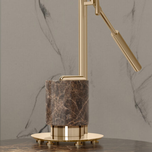 Contemporary Designer Emperador Marble Adjustable Table Lamp Contemporary Designer Emperador Marble Adjustable Table Lamp