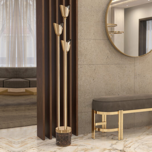 Contemporary Designer Emperador Marble Floor Lamp