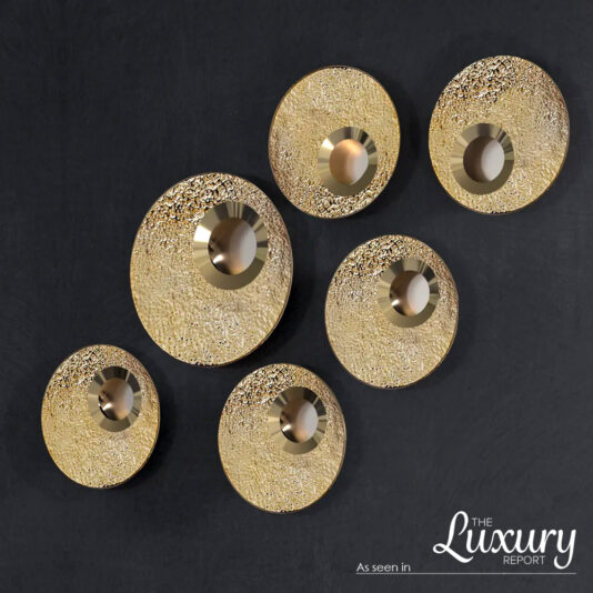 Luxury Gold Plated Hammered Disc Wall Light